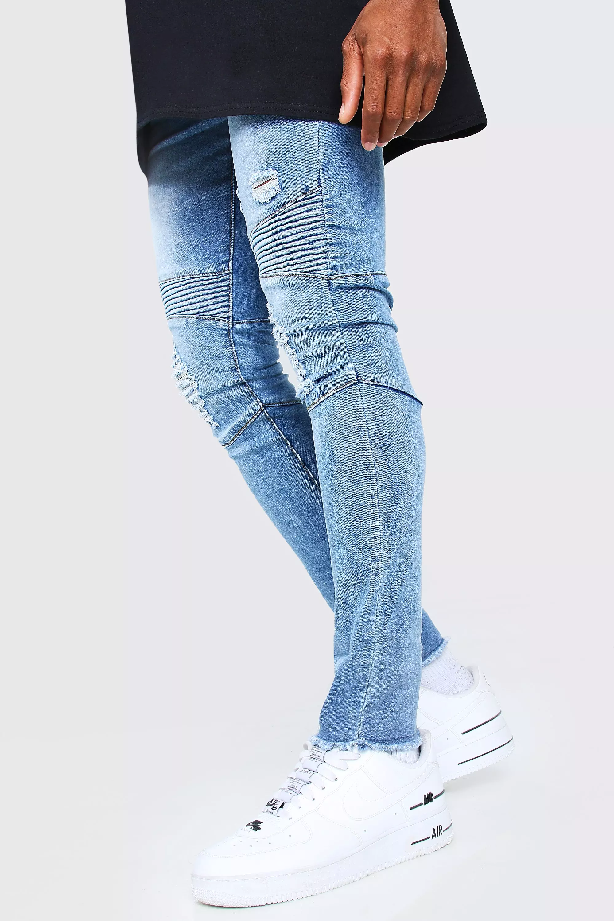 Ripped biker jeans hot sale with zippers